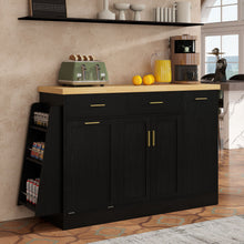 Load image into Gallery viewer, Kitchen Sideboard With Sliding Door Cabinet, 3 Tier Spice Rack
