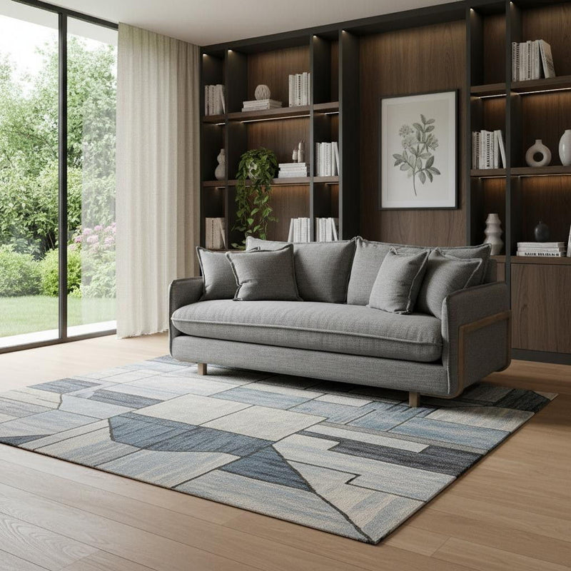 84" Fabric Sofa With Brown Legs - Gray