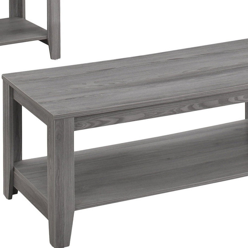 42" Coffee Table With Shelf (Set of 3) - Gray