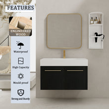 Load image into Gallery viewer, Modern Wall Mounted Bathroom Vanity With Thick Edge Resin Sink And Storage Rack
