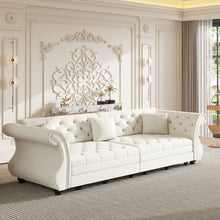 Load image into Gallery viewer, Oversized Chesterfield Pull Out Sofa Bed, Roll Arm Couch With Flower Tufting For Living Room
