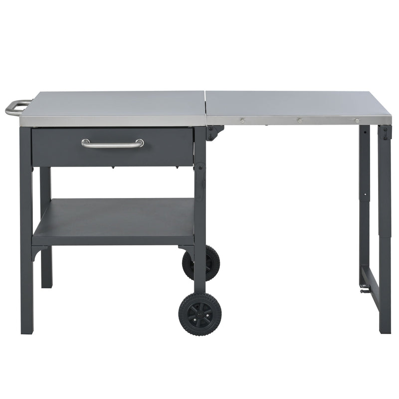 Foldable Outdoor Kitchen Cart With Storage For Patio