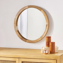 Load image into Gallery viewer, Mango Wood Round Mirror With Glass Surface - Natural
