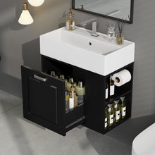 Load image into Gallery viewer, Modern Wall Mounted Bathroom Vanity With Sink, Soft Close Drawer, Adjustable Shelf, Toilet Paper Holder
