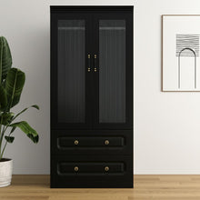 Load image into Gallery viewer, 71" Wood Two Door Two Drawer Combo Dresser - Black
