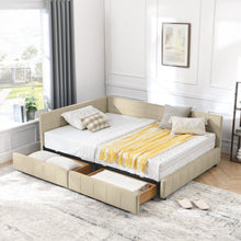 Load image into Gallery viewer, Mid-Century Storage Upholstered Tufted Bed Frame With Backrest And Armrests
