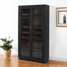 Load image into Gallery viewer, 80" Distressed Solid Wood Bar Cabinet With Two Doors - Dark Gray
