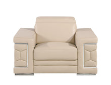 Load image into Gallery viewer, 47" Genuine Leather Club Chair - Beige / Silver
