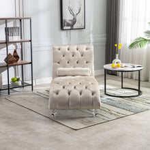 Load image into Gallery viewer, Velvet Chaise Lounge Indoor, Button Tufted Upholstered Chaise Lounge Chair With Pillow
