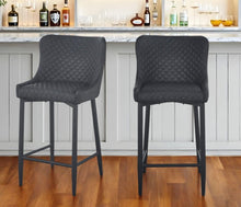 Load image into Gallery viewer, 30" Faux Leather And Metal Low Back Bar Height Bar Chairs (Set of 2) - Gray / Black
