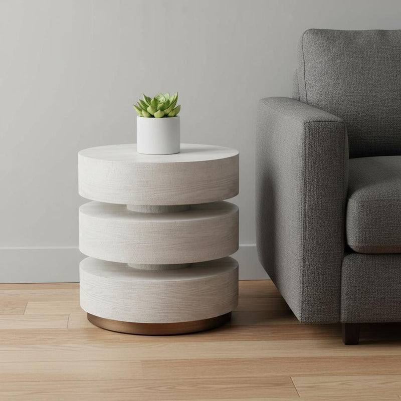 Pedestal End Table - White