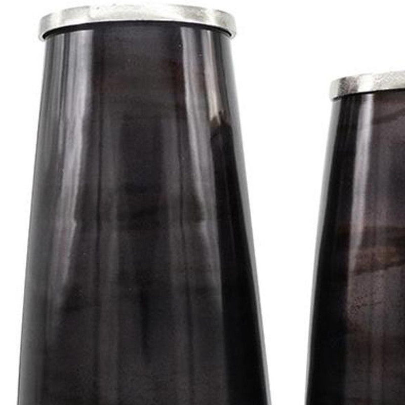 Abstract Cylinder Floor Vases (Set of 2) - Black / Blue