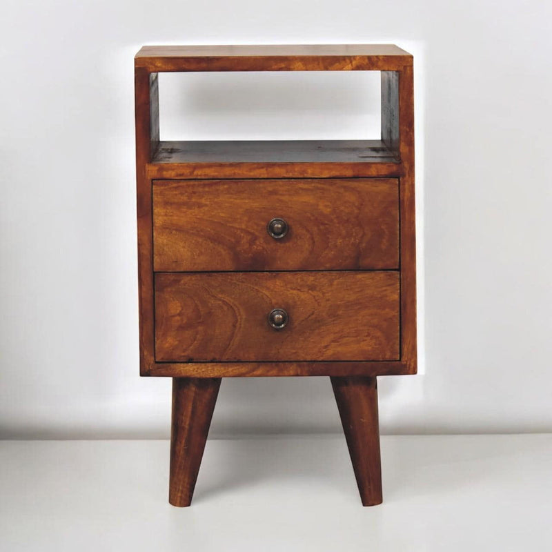 Wood Two Drawer Nightstand - Chestnut