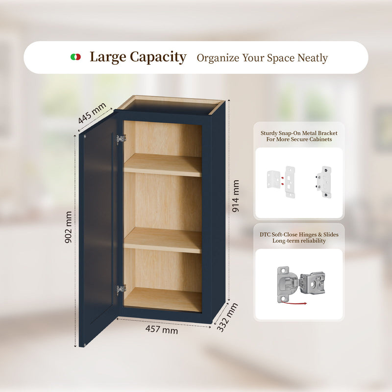 Shaker Wall Cabinet With 2 Adjustable Shelves