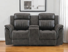 Load image into Gallery viewer, Faux Leather Manual Reclining Loveseat With Storage - Gray
