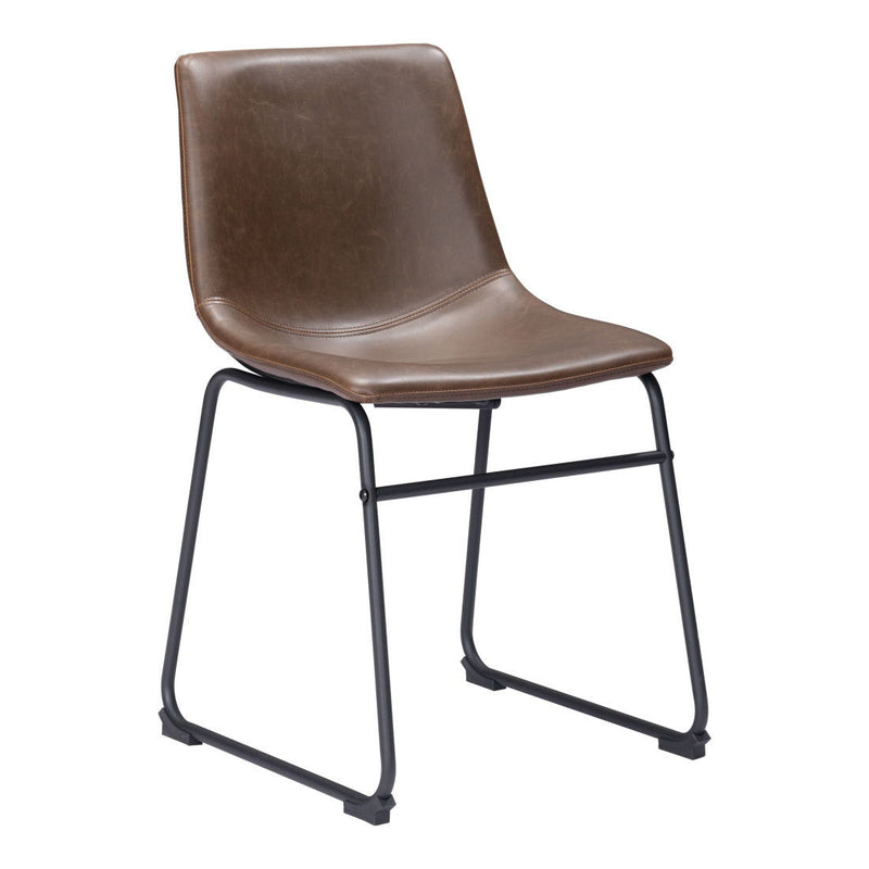 Upholstered Faux Leather Dining Side Chairs (Set of 2) - Espresso / Black