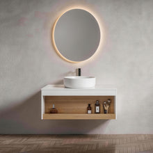Load image into Gallery viewer, Floating Bathroom Vanity With Glossy Round Vessel Sink

