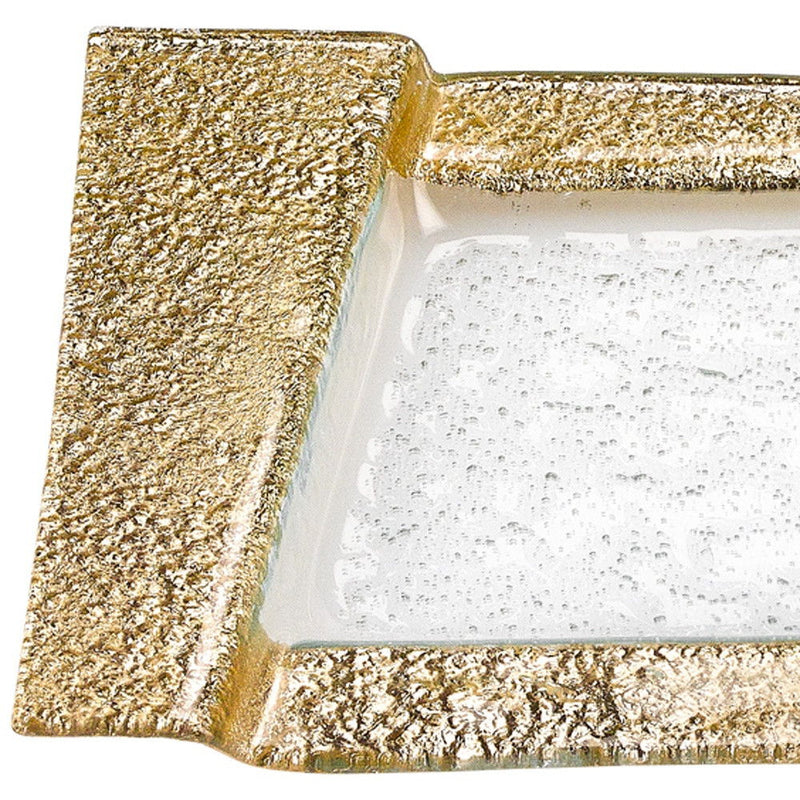 13" Glass Snack Or Vanity Tray - Clear / Gold