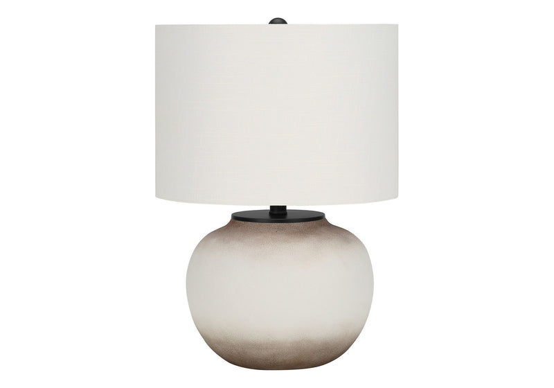 21" Ceramic Round Table Lamp With Drum Shade - Cream