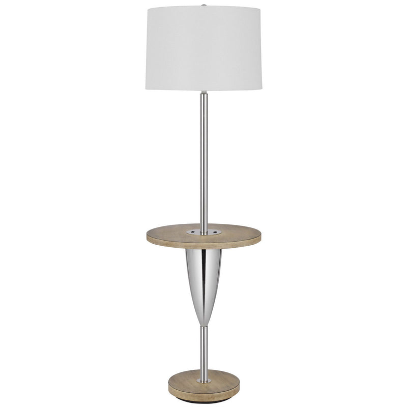 Tray Table Floor Lamp With White Square Shade - Chrome