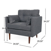Load image into Gallery viewer, Enchantica - Upholstered Fabric Club Chair With Button Tufted And 2 Accent Pillows
