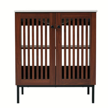Load image into Gallery viewer, 30" Vintage Bathroom Vanity With Ceramic Sink, Modern Bathroom Vanity Cabinet With 2 Soft Close Doors, Equpiied With 4 Sturdy Iron Legs - Antique Dark Brown
