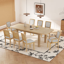 Load image into Gallery viewer, Topmax - Rustic Extendable Dining Table Set With Removable Leaf, 6 Upholstered Armless Dining Chairs And 2 Padded Arm Chairs, 9 Pieces
