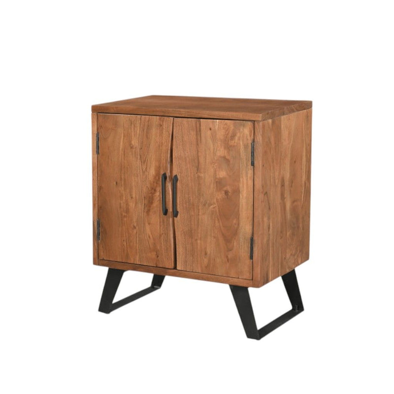 Solid Wood Square Live Edge Nightstand - Brown