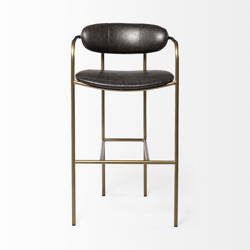 Faux Leather And Steel Bar Height Bar Chair - Black And Gold