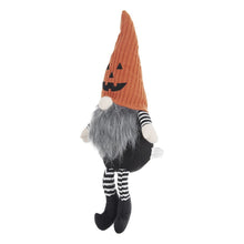 Load image into Gallery viewer, Sitting Gnome With Knit Hat, For Halloween Decor - Black / Orange / White
