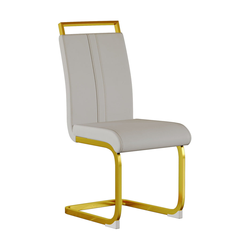 Modern Glass Dining Table Set For 4 With Golden Plating Legs And Chairs - Transparent
