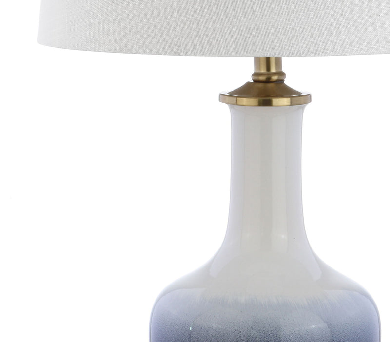 25" Novelty Table Lamp LED With Drum Shade - Gold / White