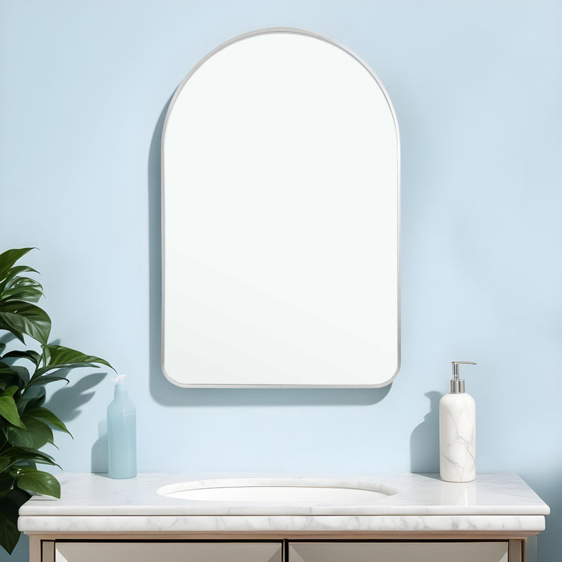 Arch Metal Framed Bathroom Vanity Mirror - Silver