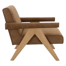 Load image into Gallery viewer, Zoey - Accent Chair - Chocolate Suede &amp; Oak
