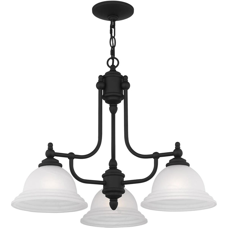 18" Three Light Metal Dimmable Chandelier With Shades - Black