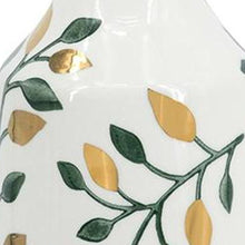 Load image into Gallery viewer, Floral Leaf Bud Table Vase - White / Green / Gold
