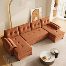 Load image into Gallery viewer, U-Shaped Sleeper Sofa With Pull Out Bed, Removable Armrests &amp; USB Ports For Living Room
