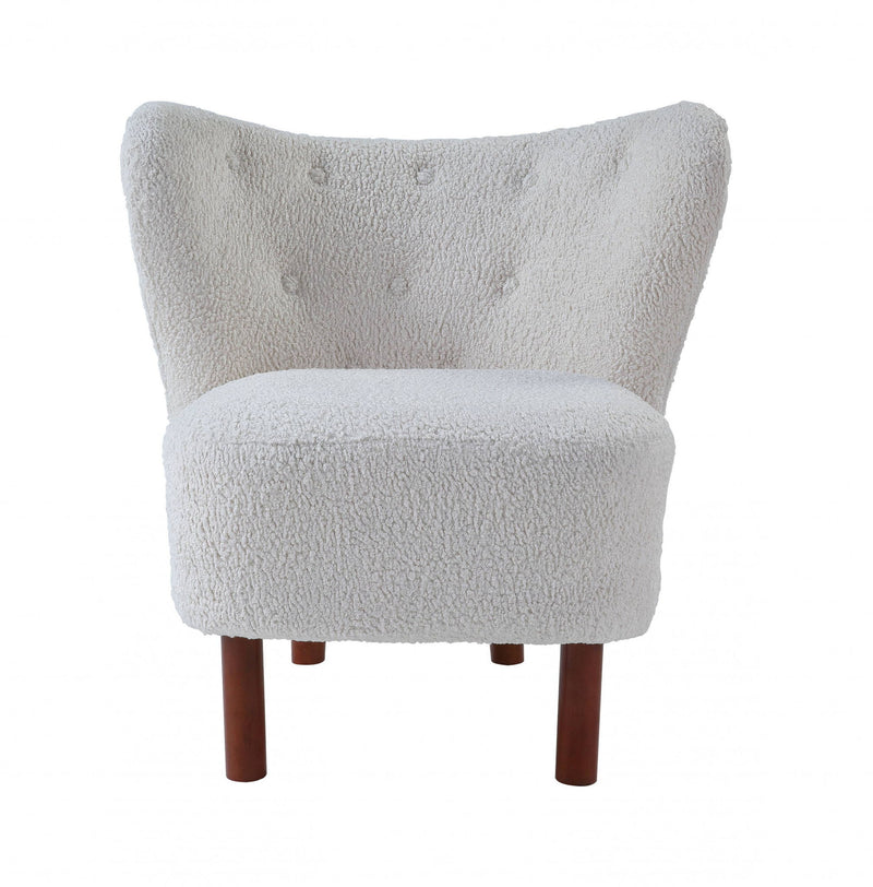 Sherpa And Brown Polka Dots Wingback Chair - White