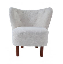 Load image into Gallery viewer, Sherpa And Brown Polka Dots Wingback Chair - White
