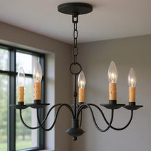Load image into Gallery viewer, 12" Five Light Dimmable Chandelier With Shades - Black
