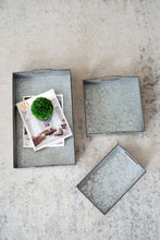 Load image into Gallery viewer, Decorative Galvanized Nesting Trays (Set of 3) - Gray

