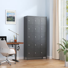 Load image into Gallery viewer, 15 Door Lockers With Lock For Employee Storage - Black
