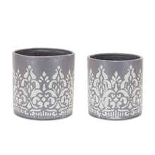Load image into Gallery viewer, Abstract Round Pot Planters (Set of 2) - Gray / White
