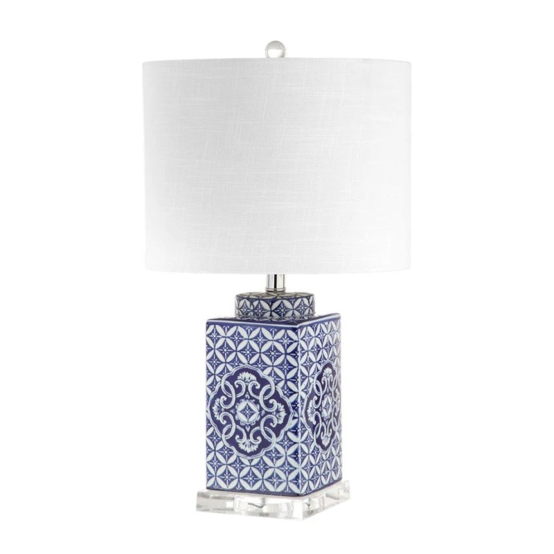 23" Novelty Table Lamp With Drum Shade - Blue / Clear