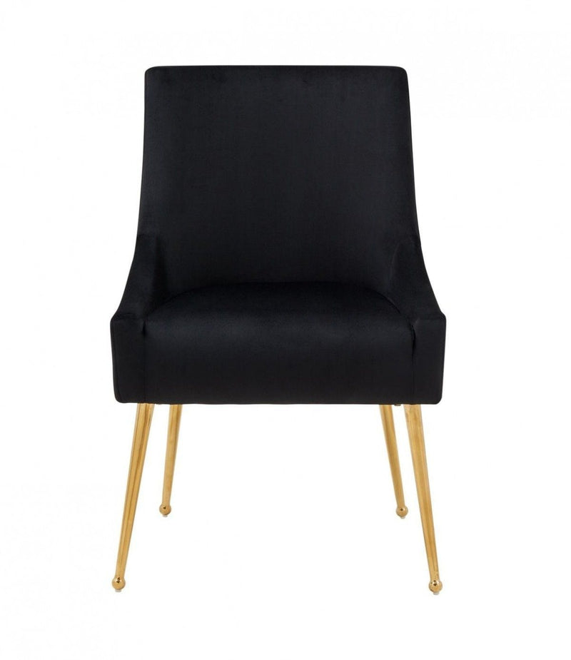 Upholstered Velvet Wing Back Dining Arm Chairs (Set of 2) - Black
