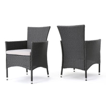 Load image into Gallery viewer, Dimensional Outdoor Dining Chair With Cushion Seat And Iron Frame (Set of 2)
