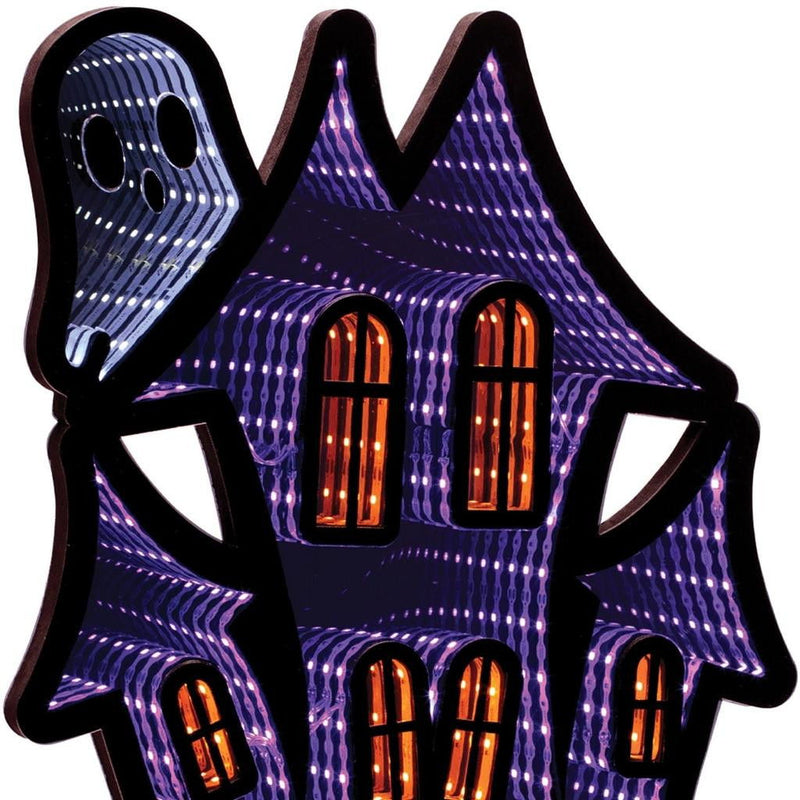 House Halloween Ghost Tabletop Sign With LED (633946) - Black / Orange / Purple