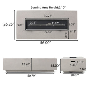 Modern Rectangle Fire Table 50,000 Btu