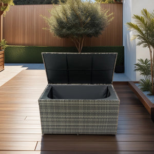 Outdoor Storage Box, 200 Gallon Wicker Patio Deck Boxes with Lid, Outdoor Cushion Storage for Kids Toys, Pillows, Towel