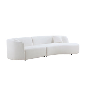 Luxury Modern Style Living Room Upholstery Curved Sofa with Chaise 2-Piece Set, Right Hand Facing Sectional,  Boucle Couch, White